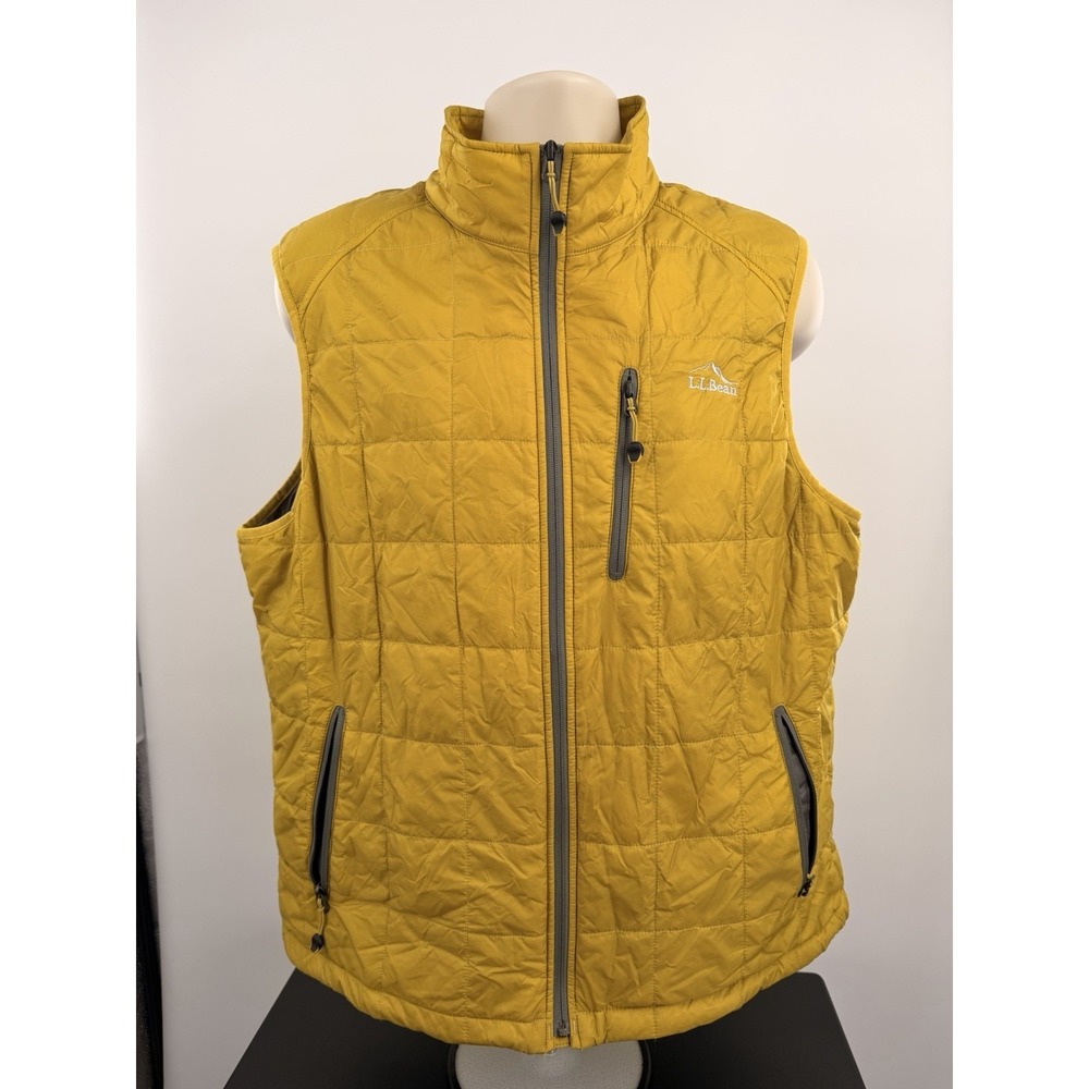 L.L. Bean Men's PrimaLoft Packaway Puffer Vest Mustard Yellow Men's XL Regular